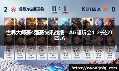 世界大师赛4强赛快讯战报：AG超玩会1-2长沙TES.A